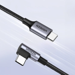 UGREEN 6957303803729 Kabel przewód kątowy USB-C w oplocie 480Mb/s 0.5m czarno szary