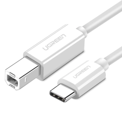 UGREEN 6957303844173 Kabel przewód do drukarki i skanera USB-C - USB-B 2.0 1.5 m biały
