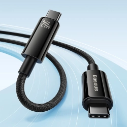 BASEUS 6932172628840 Kabel przewód USB-C w oplocie 480Mb/s 240W Tungsten Gold 3m czarny