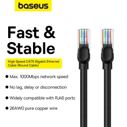 BASEUS 6932172637057 Kabel przewód sieciowy Ethernet Cat 5 RJ-45 1000Mb/s skrętka 10m czarny
