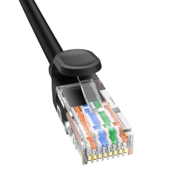 BASEUS 6932172637040 Kabel przewód sieciowy Ethernet Cat 5 RJ-45 1000Mb/s skrętka 1m czarny