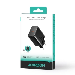 JOYROOM 6956116705497 Szybka mała ładowarka sieciowa USB-C 25W + kabel USB-C 1m czarna