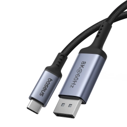 BASEUS 6932172650353 Kabel jednokierunkowy USB-C do DisplayPort 1.4 HD 8K 60Hz 2m czarny