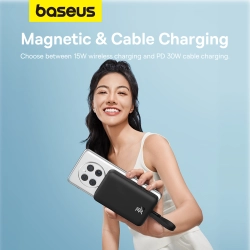 BASEUS 6932172642785 Mini Powerbank MagSafe 10000mAh 30W z kablem USB-C 0.3m czarny
