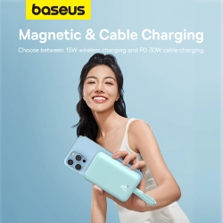 BASEUS 6932172642716 Mini Powerbank MagSafe 10000mAh 20W z kablem Lightning do iPhone 0.3m niebieski