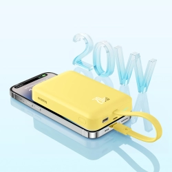 BASEUS 6932172642723 Mini Powerbank MagSafe 10000mAh 20W z kablem Lightning do iPhone 0.3m żółty