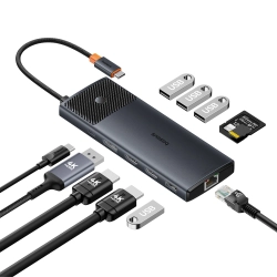 BASEUS 6932172643300 11w1 HUB Adapter USB-C USB-A / PD / HDMI / DP / RJ-45 / SD / TF czarny