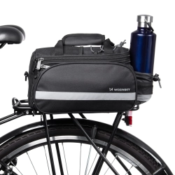 WOZINSKY 5907769308659 Torba rowerowa na bagażnik z kieszeniami i paskiem na ramię 27L czarna