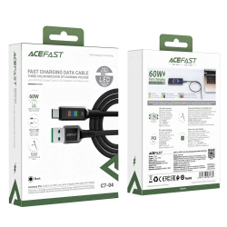 ACEFAST 6974316282785 Kabel przewód USB-A - USB-C 60W z wyświetlaczem 1.2m czarny