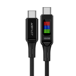 ACEFAST 6974316282778 Kabel przewód USB-C - USB-C 100W z wyświetlaczem 1.2m czarny