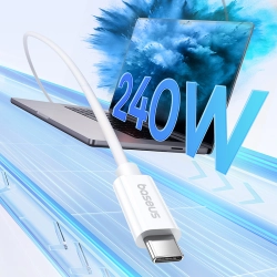 BASEUS 6932172648787 Kabel przewód USB-C - USB-C 240W PD 8K 60Hz 40Gb/s 1m biały