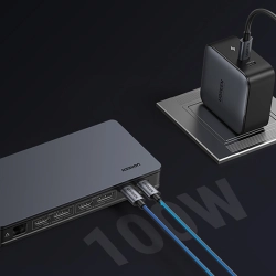 UGREEN 6957303899128 Wielofunkcyjny HUB adapter rozdzielacz ekranów HDMI DisplayPort USB-C USB-A RJ45 szary