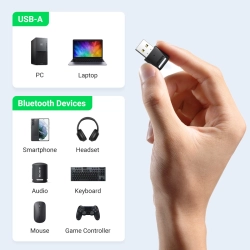 UGREEN 6957303888900 Adapter port Bluetooth 5.0 USB pod Windows 7-11 zasięg 20m czarny
