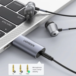 UGREEN 6957303888641 Adapter przejściówka audio na słuchawki USB-A do miniJack 3.5mm szary