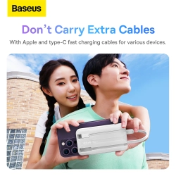 BASEUS 6932172628758 Powerbank z wyświetlaczem 10000mAh 22.5W Comet Series + kabel USB-A - USB-C 0.3m biały
