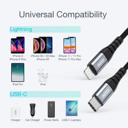 CHOETECH 6971824975925 Kabel przewód do iPhone USB-C - Lightning MFi 480Mb/s 3A 3m czarny