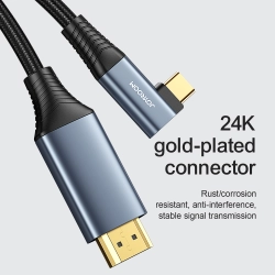 JOYROOM 6941237165299 Kabel przewód kątowy USB-C - HDMI 4K 60Hz 2m szary
