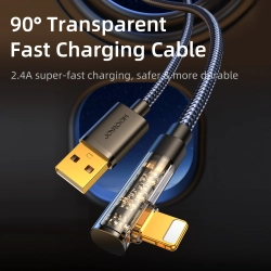 JOYROOM 6956116725815 Kabel przewód kątowy do iPhone USB-A - Ligtning 2.4A 1,2m niebieski